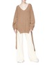 Figure View - Click To Enlarge - STELLA MCCARTNEY - Drawstring hem cashmere-wool rib knit sweater