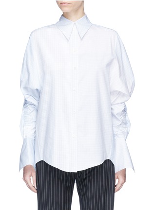 Main View - Click To Enlarge - STELLA MCCARTNEY - 'Thandie' ruched panel windowpane check shirt