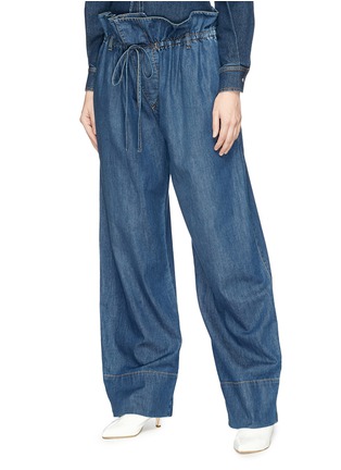 Front View - Click To Enlarge - STELLA MCCARTNEY - 'Oliva' paperbag waist wide leg jeans