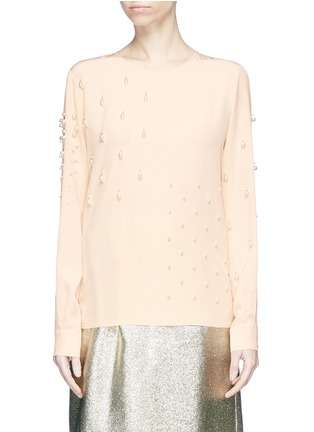 Main View - Click To Enlarge - STELLA MCCARTNEY - Faux pearl embellished silk crepe top