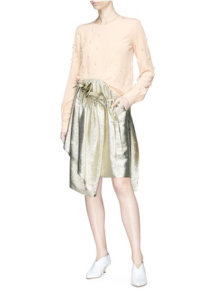 Figure View - Click To Enlarge - STELLA MCCARTNEY - Faux pearl embellished silk crepe top