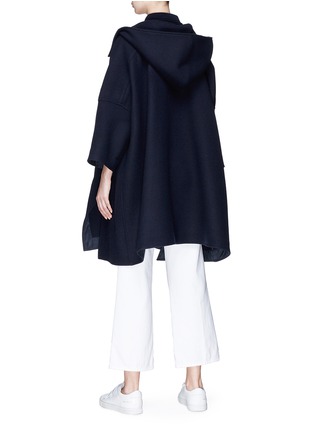 Back View - Click To Enlarge - STELLA MCCARTNEY - Hooded wool twill cape jacket