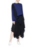 Figure View - Click To Enlarge - STELLA MCCARTNEY - Colourblock crepe sash drape virgin wool sweater