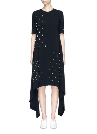Main View - Click To Enlarge - STELLA MCCARTNEY - Faux pearl embellished sash drape cady dress