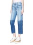 Front View - Click To Enlarge - STELLA MCCARTNEY - Two-tone cropped straight leg jeans