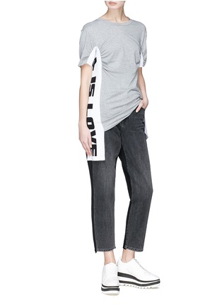 Figure View - Click To Enlarge - STELLA MCCARTNEY - 'All is Love' slogan sash ruched T-shirt