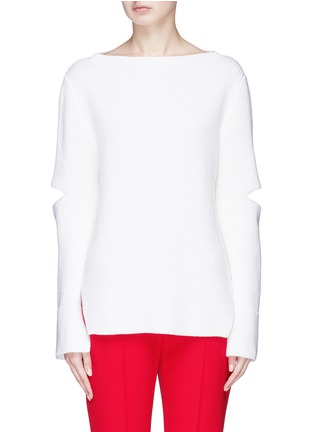 Main View - Click To Enlarge - STELLA MCCARTNEY - Split back cutout sleeve rib knit sweater