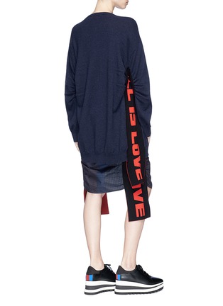 Back View - Click To Enlarge - STELLA MCCARTNEY - 'All is Love' slogan sash ruched virgin wool sweater