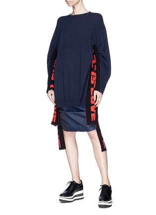 Figure View - Click To Enlarge - STELLA MCCARTNEY - 'All is Love' slogan sash ruched virgin wool sweater