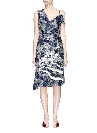 Main View - Click To Enlarge - STELLA MCCARTNEY - Graphic embroidered floral print asymmetric dress