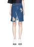 Main View - Click To Enlarge - STELLA MCCARTNEY - Strass graphic embroidered frayed denim skirt