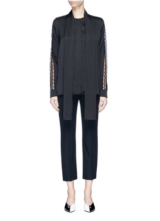 Main View - Click To Enlarge - STELLA MCCARTNEY - 'Juliette' neck tie guipure lace sleeve silk crepe shirt