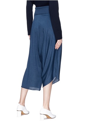 Back View - Click To Enlarge - STELLA MCCARTNEY - Asymmetric ruched virgin wool-silk culottes