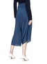 Back View - Click To Enlarge - STELLA MCCARTNEY - Asymmetric ruched virgin wool-silk culottes