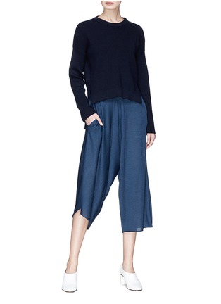 Figure View - Click To Enlarge - STELLA MCCARTNEY - Asymmetric ruched virgin wool-silk culottes