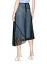 Back View - Click To Enlarge - VICTORIA BECKHAM - Floral guipure lace panel silk satin asymmetric midi skirt