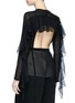 Back View - Click To Enlarge - VICTORIA BECKHAM - Open back ruffle sleeve crépon top