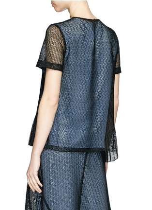 Back View - Click To Enlarge - VICTORIA BECKHAM - Floral guipure lace panel silk satin top
