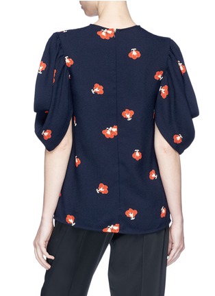 Back View - Click To Enlarge - VICTORIA BECKHAM - Drape sleeve poppy print crepe top