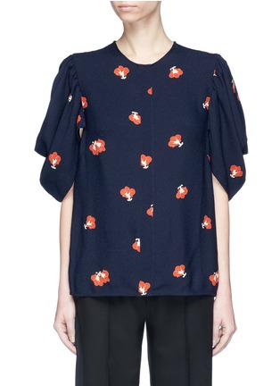 Main View - Click To Enlarge - VICTORIA BECKHAM - Drape sleeve poppy print crepe top