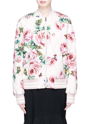 Main View - Click To Enlarge - - - Rose print padded bomber jacket