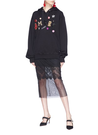 Figure View - Click To Enlarge - - - 'Amore' slogan embellished oversized hoodie