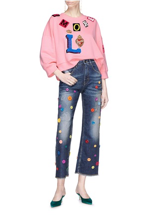 Figure View - Click To Enlarge - - - Button embellished Pretty Fit cropped flared jeans
