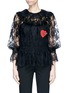 Main View - Click To Enlarge - - - Heart appliqué smocked guipure lace top