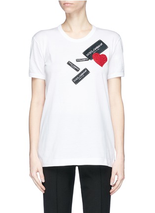 Main View - Click To Enlarge - - - Logo and heart patch T-shirt