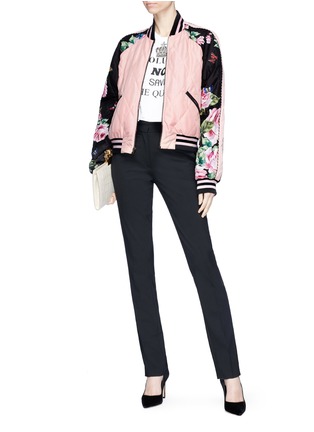 Figure View - Click To Enlarge - - - Floral print stripe reversible bomber jacket