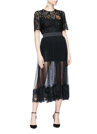 Figure View - Click To Enlarge - - - Polka dot tulle midi skirt