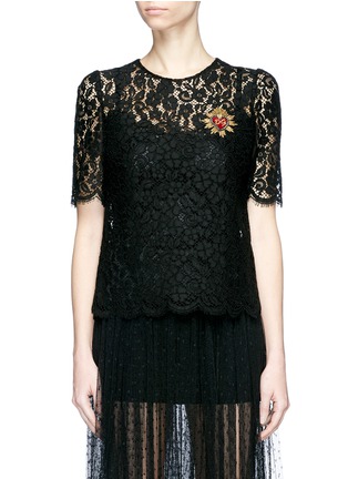 Main View - Click To Enlarge - - - Heart bullion patch guipure lace top