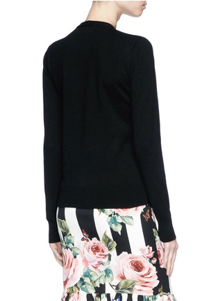 Back View - Click To Enlarge - - - Floral brooch logo patch cashmere cardigan