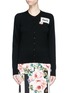 Main View - Click To Enlarge - - - Floral brooch logo patch cashmere cardigan