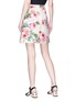 Back View - Click To Enlarge - - - Rose print brocade mock wrap mini skirt