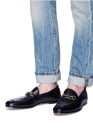 Figure View - Click To Enlarge - GUCCI - Horsebit leather step-in loafers