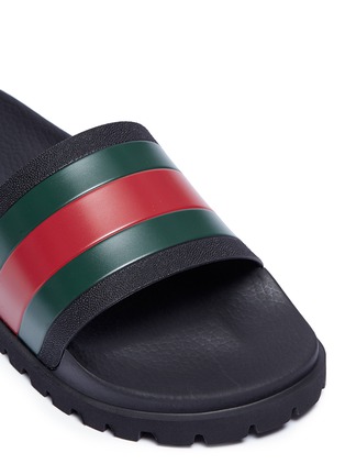 Detail View - Click To Enlarge - GUCCI - Web stripe slide sandals