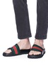 Figure View - Click To Enlarge - GUCCI - Web stripe slide sandals