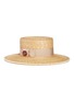 Main View - Click To Enlarge - GUCCI - Glass pearl logo brooch straw boater hat
