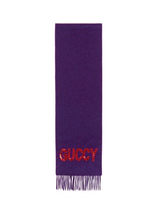 Main View - Click To Enlarge - GUCCI - 'Guccy' logo sequinned silk-cashmere scarf