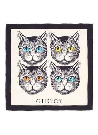 Main View - Click To Enlarge - GUCCI - 'Mystic Cat' print silk scarf