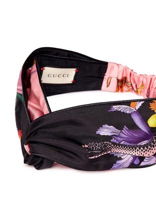 Detail View - Click To Enlarge - GUCCI - 'Flora Snake' print silk twill headband