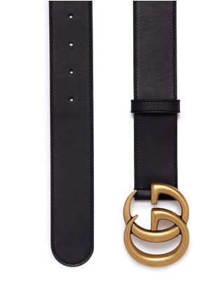 Detail View - Click To Enlarge - GUCCI - GG logo buckle leather belt