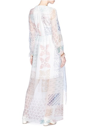 Back View - Click To Enlarge - CHLOÉ - Tie neck graphic print silk georgette maxi dress