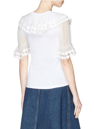 Back View - Click To Enlarge - CHLOÉ - Dot trim crepe ruffle top
