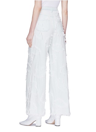 Back View - Click To Enlarge - CHLOÉ - Frayed embroidered wide leg jeans