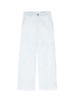 Main View - Click To Enlarge - CHLOÉ - Frayed embroidered wide leg jeans