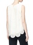 Back View - Click To Enlarge - CHLOÉ - Scalloped tribal embroidered sleeveless mesh top