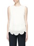 Main View - Click To Enlarge - CHLOÉ - Scalloped tribal embroidered sleeveless mesh top