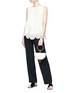 Figure View - Click To Enlarge - CHLOÉ - Scalloped tribal embroidered sleeveless mesh top